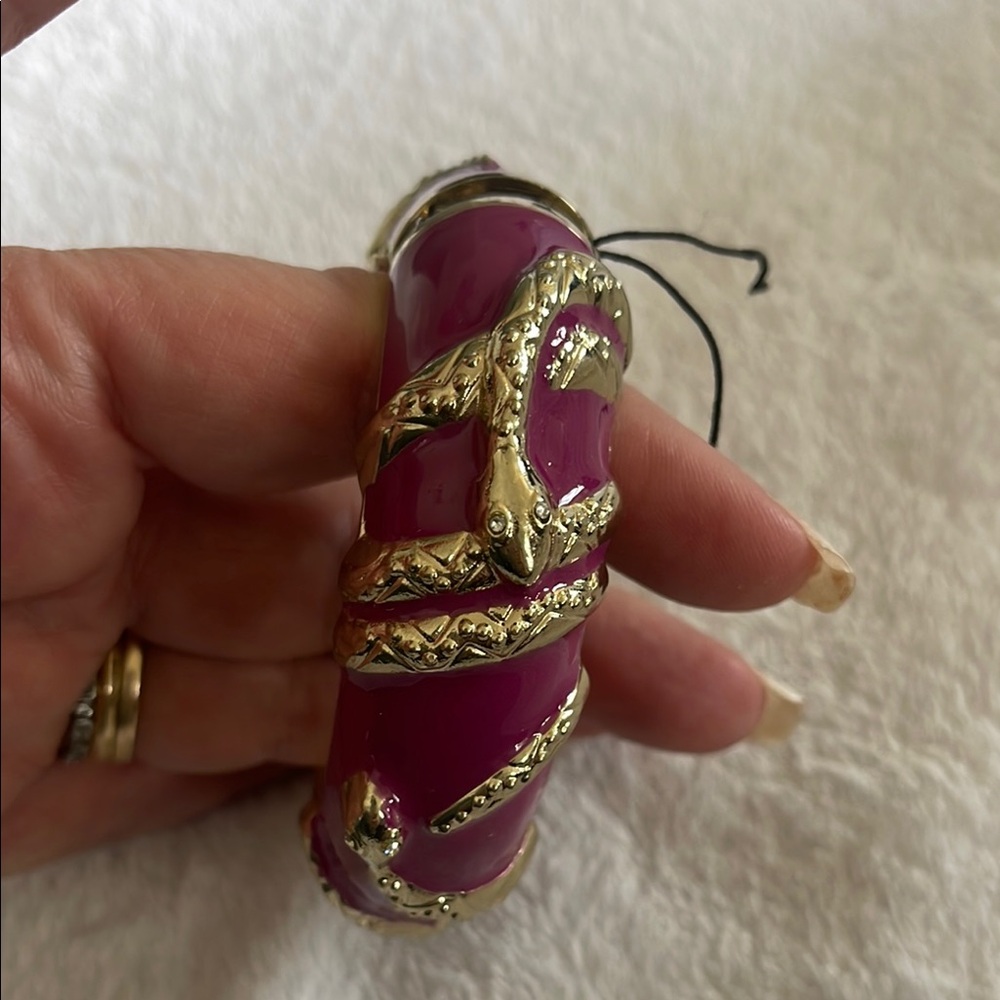 New Sequin enamel bangle bracelet, snake design raspberry